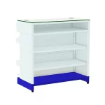 BALCAO ATENDIMENTO 1,00X1,00X0,50 BRANCO C AZ - FUNDO